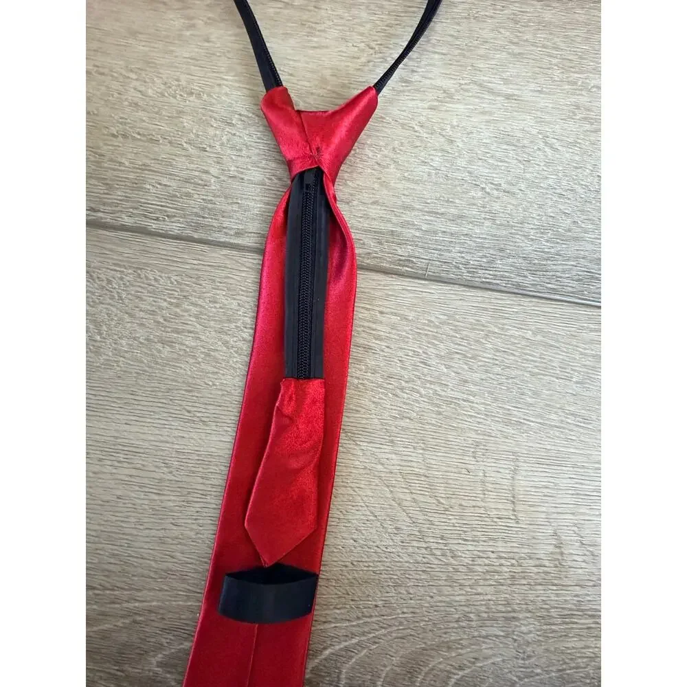 Vibrant Red Adjustable Zippered Tie - Easy & Stylish!